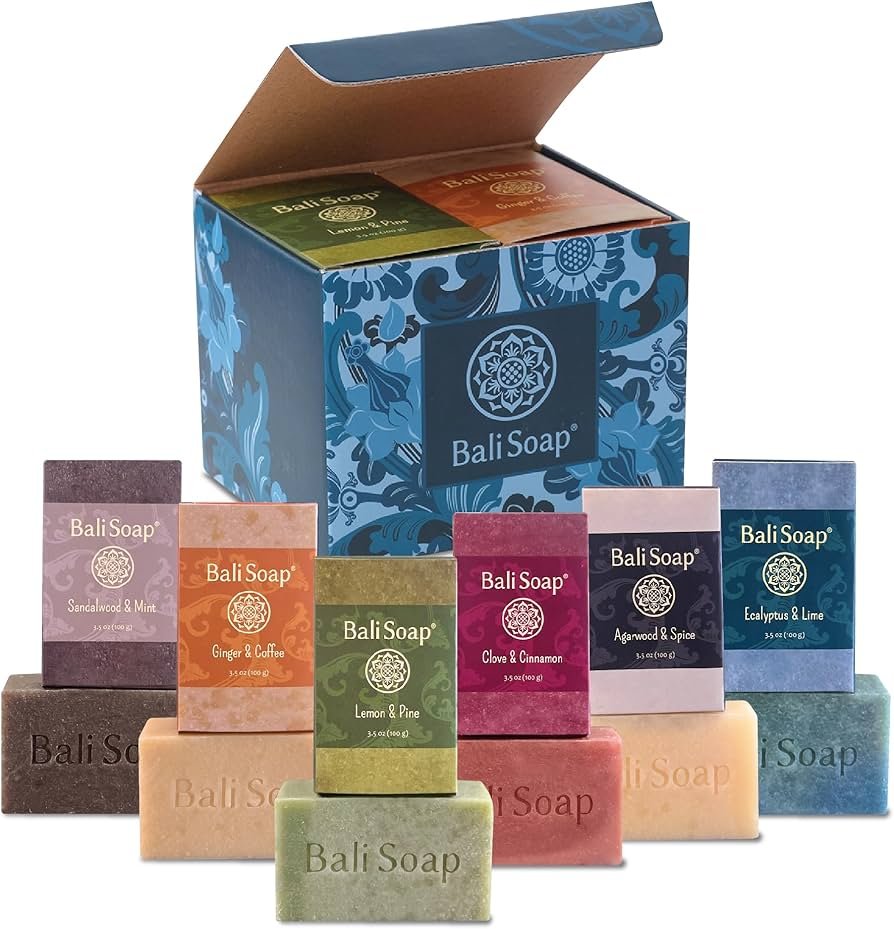 Bali Soap masculine collection natural bar soap set in paper packaging