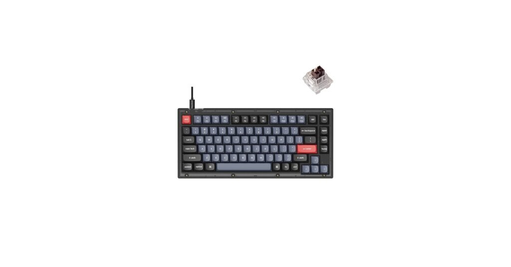 Keychron V1 75% mechanical keyboard with compact layout and clean desk setup