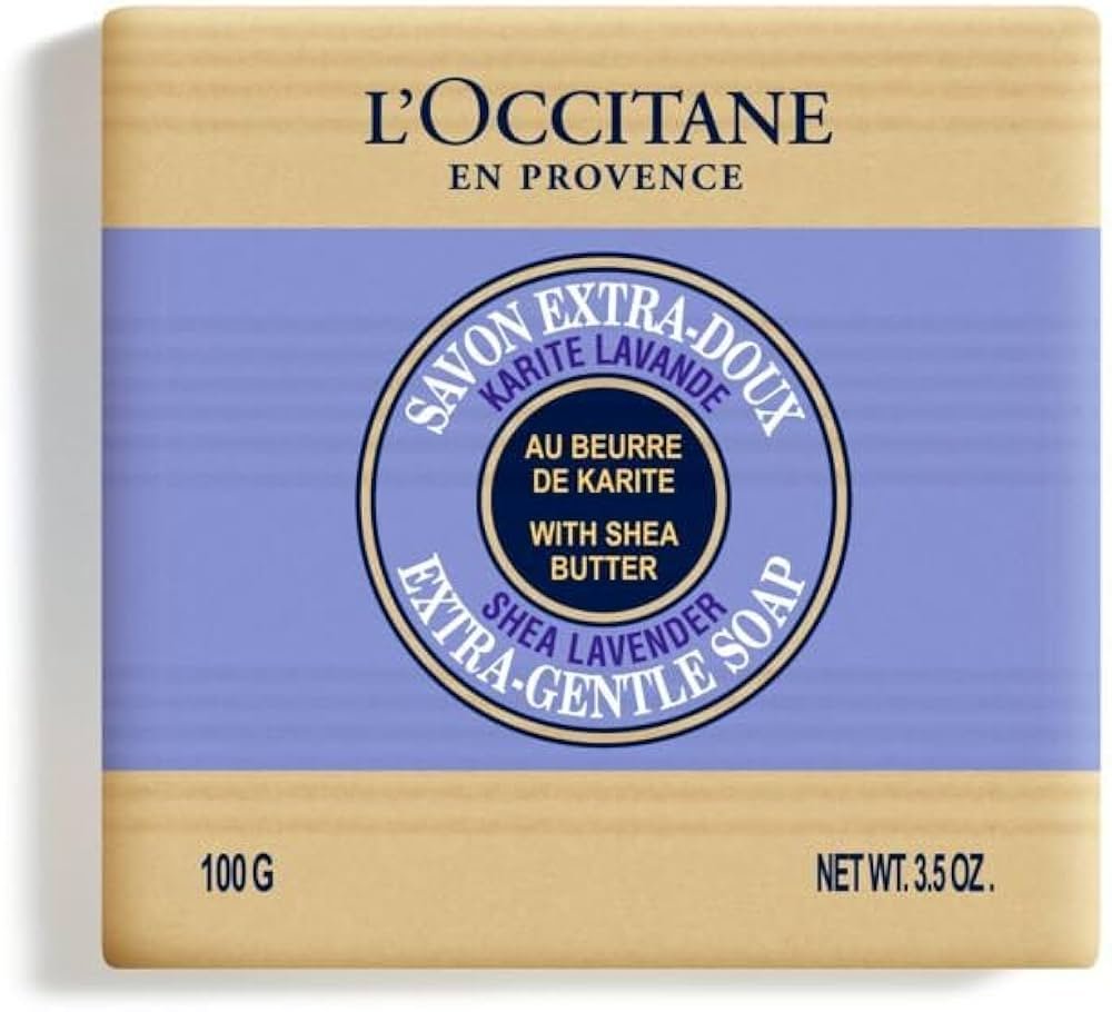 L’Occitane lavender bar soap with shea butter and creamy foam