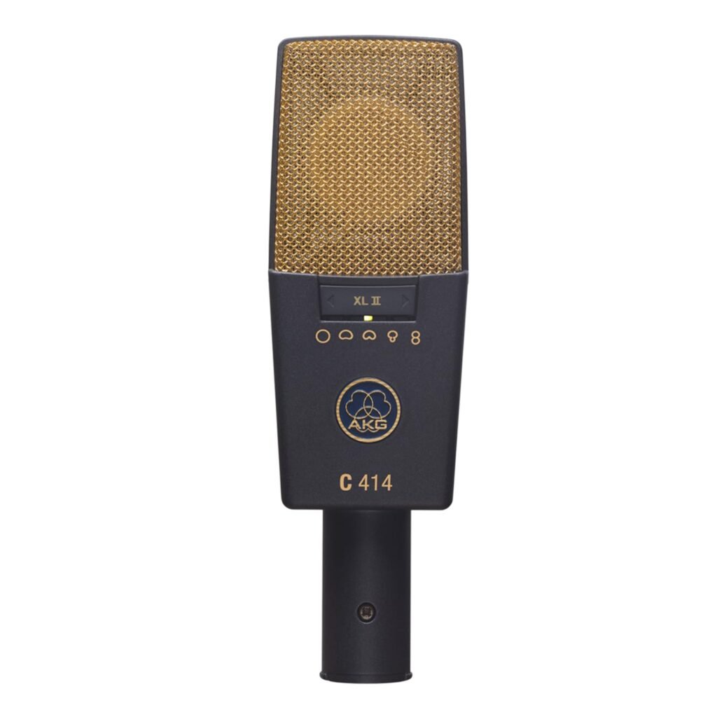 AKG C414 XLII condenser microphone with gold grille and multiple pattern controls