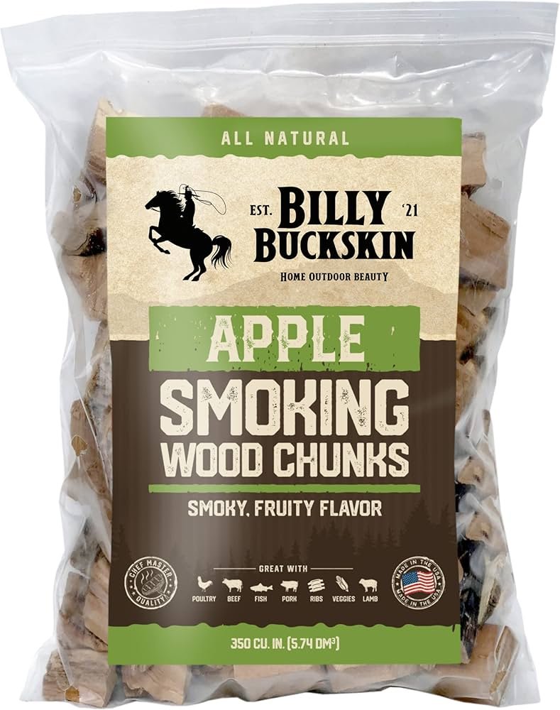 Apple wood chunks for smoking chicken with light brown color and natural grain texture