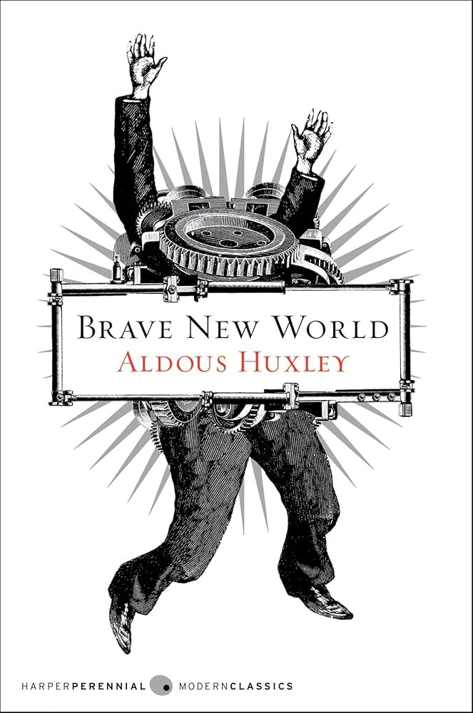 Cover of Brave New World by Aldous Huxley, dystopian classic edition