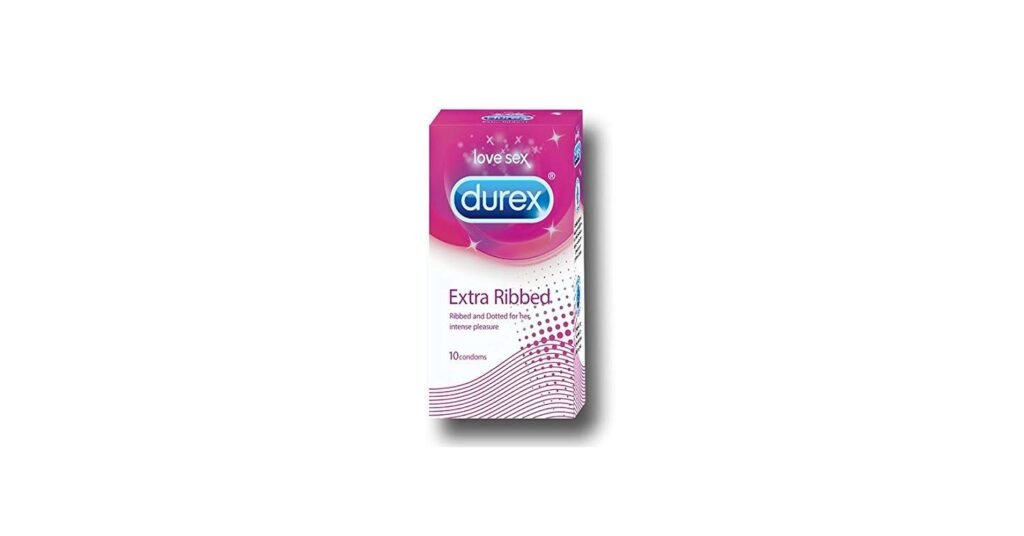 Durex Ribbed condom boxwith textured latex condom
