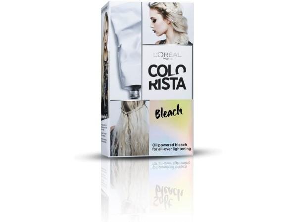 L’Oréal Paris Colorista Bleach kit box with developer bottle and lightening cream