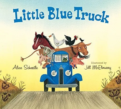Little Blue Truck board book cover with a bxlue truck and farm animals around it