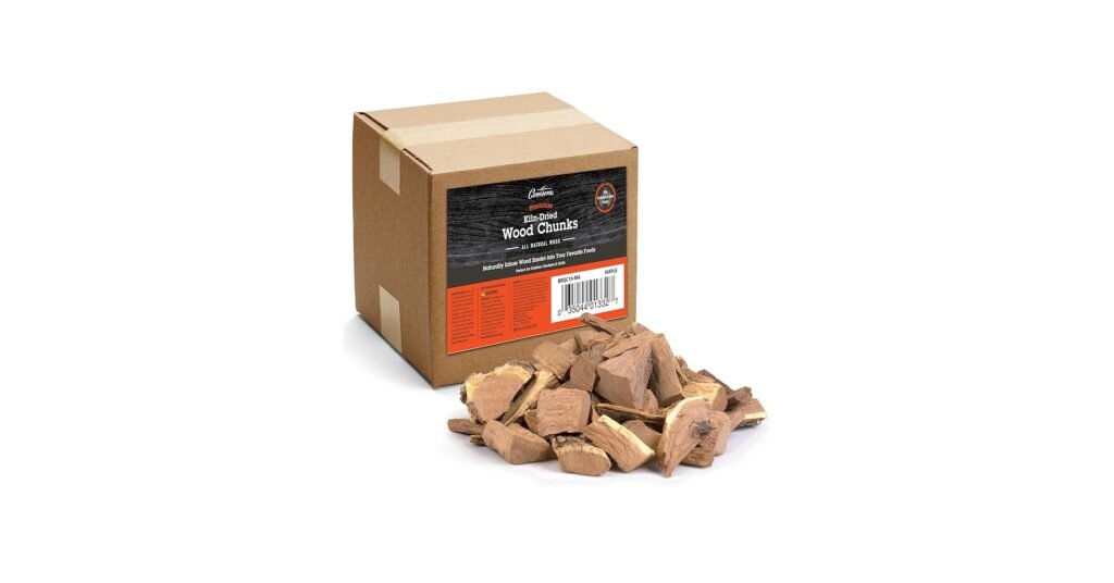 Maple wood chunks for smoking chicken with pale hardwood grain