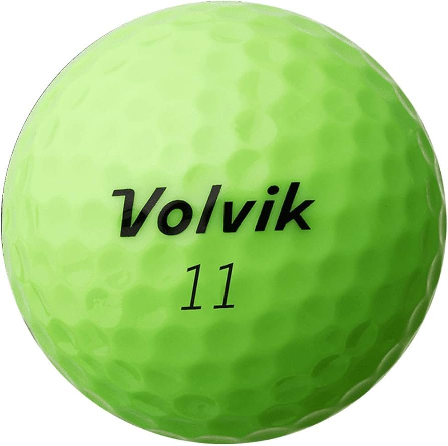 Bright colored Volvik Power Soft golf ball close-up showing Volvik logo