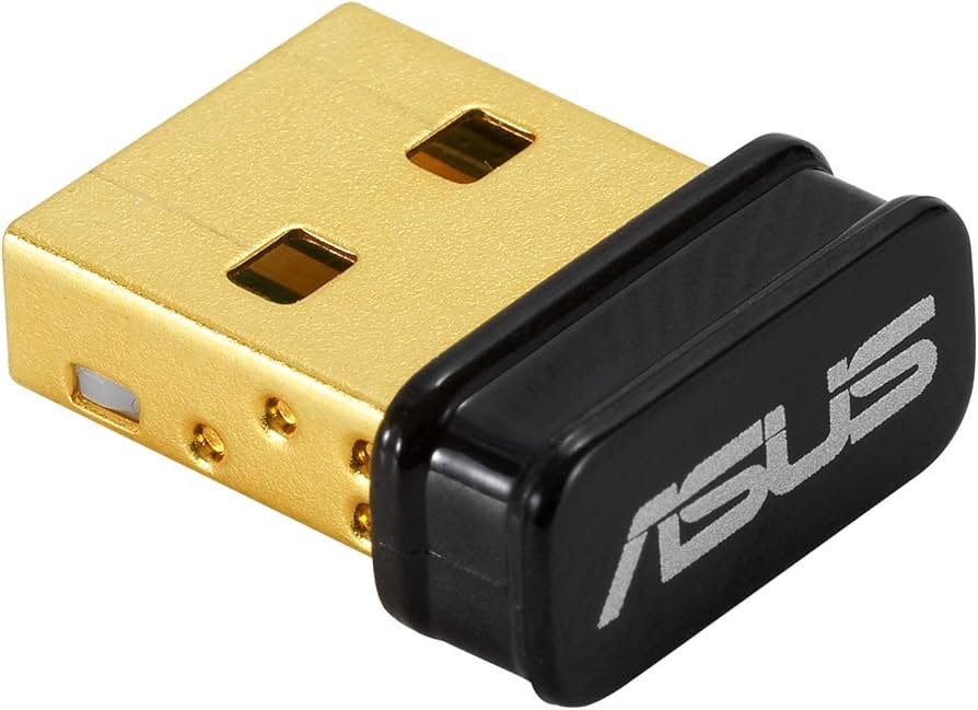ASUS USB-BT500 Bluetooth adapter attached to gaming PC USB port