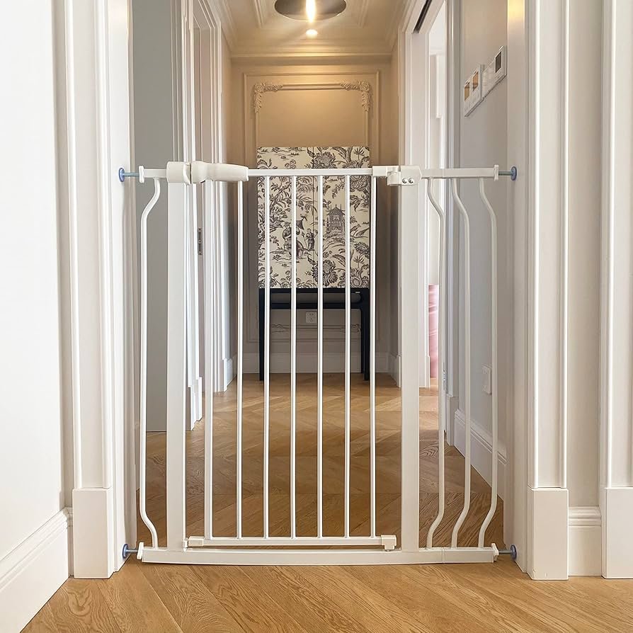 White BalanceFrom walk-through baby gate with auto-close hinge installed near a stair bottom