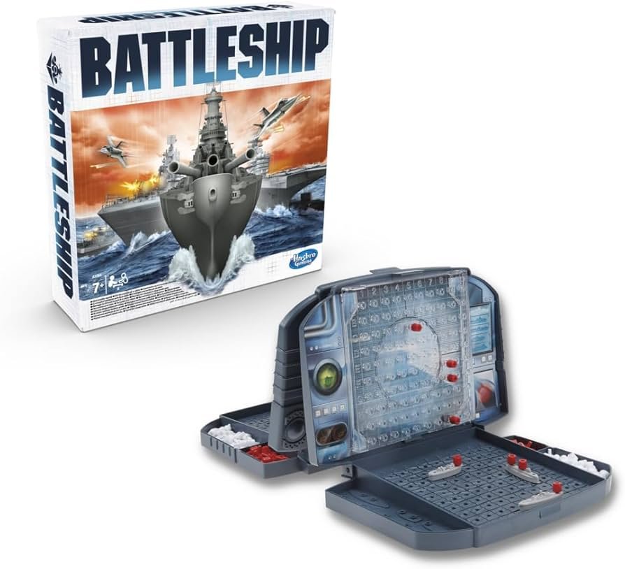 Battleship Classic board game set with two folding cases and red/white pegs