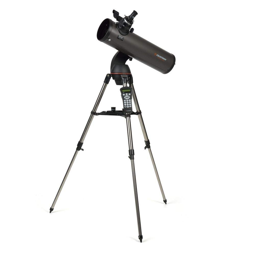 Computerized 130mm reflector telescope on a tripod with hand controller for target tracking