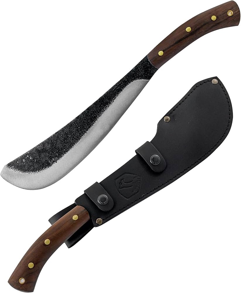 Condor pack golok machete clearing trail vegetation in wooded area