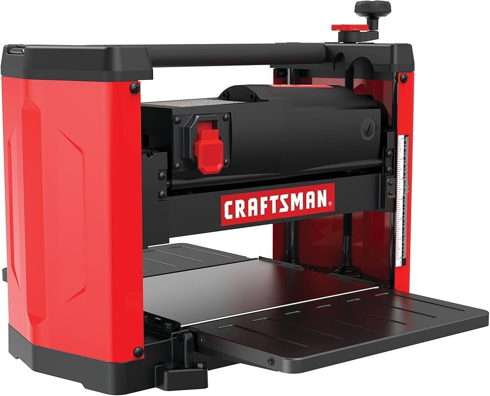 Craftsman 15 amp benchtop thickness planer used on small wooden boards