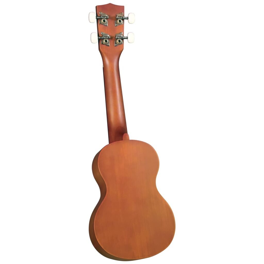 Mahogany brown soprano ukulele with glossy finish and traditional shape