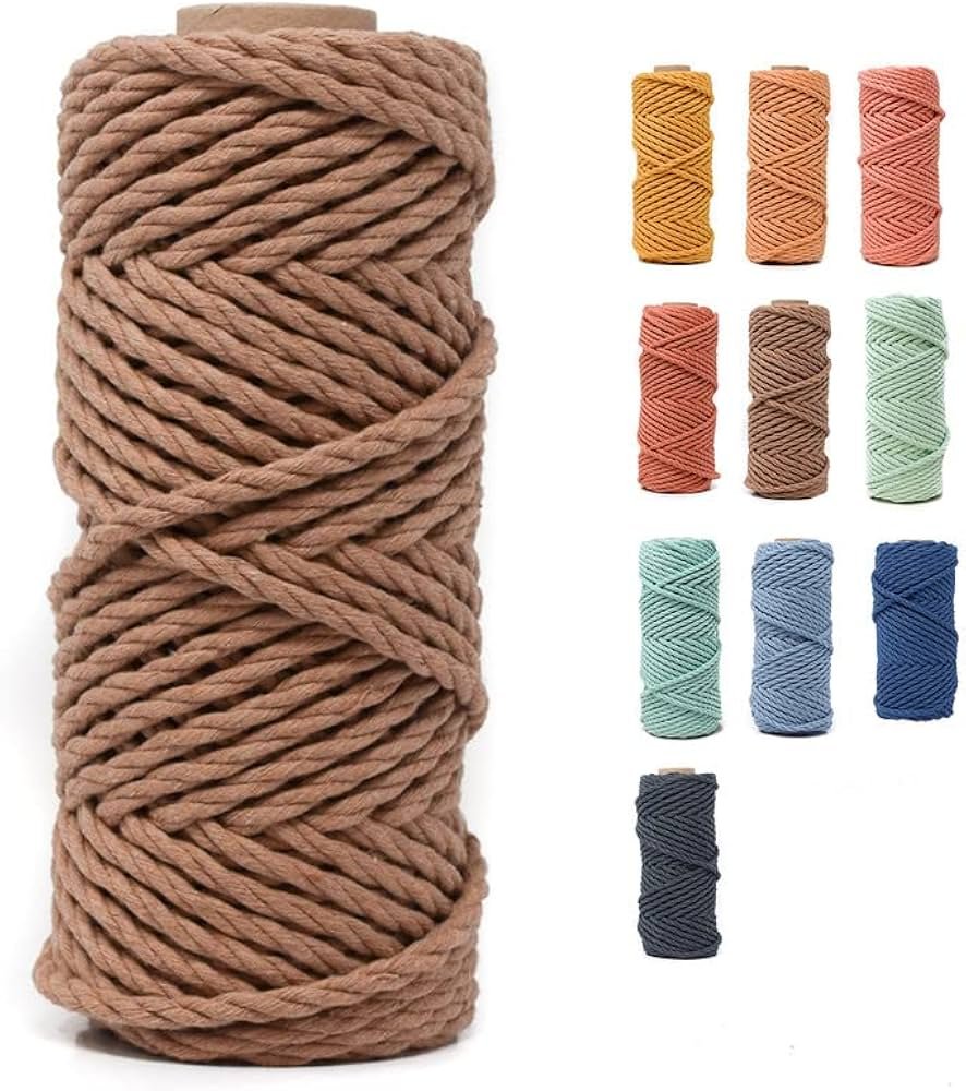 Ganxxet 3 ply twisted cotton macrame cord in natural color on wooden table