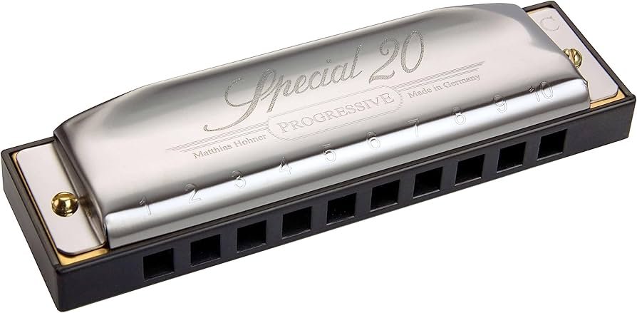 Hohner Special 20 harmonica with black plastic comb and stainless cover plates