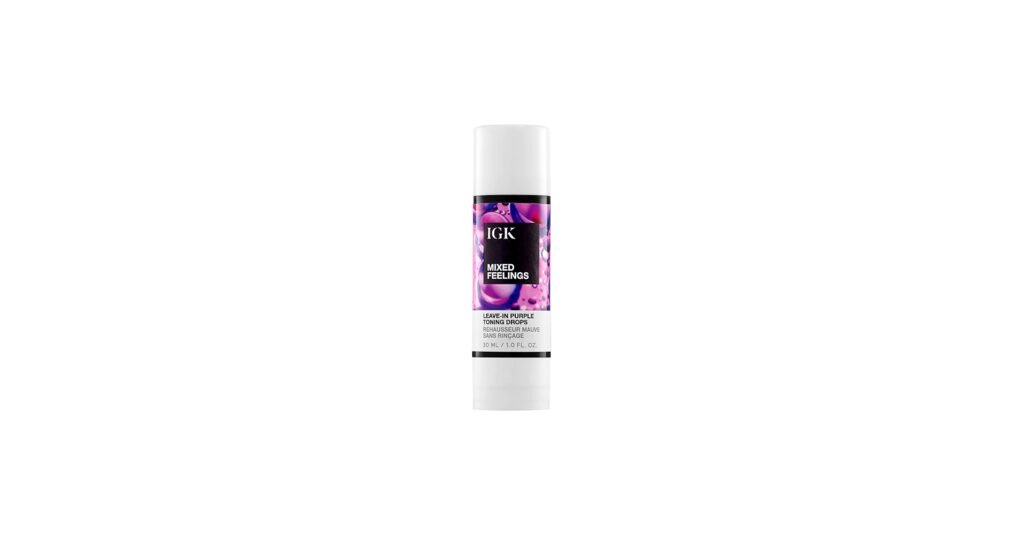 IGK Leave-In Blonde Toning Drops bottle with violet liquid for blonde hair toning
