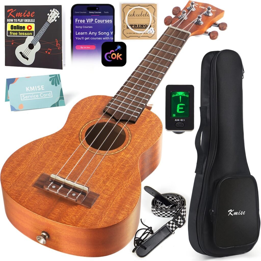 Smooth mahogany soprano ukulele with starter kit including gig bag and tuner