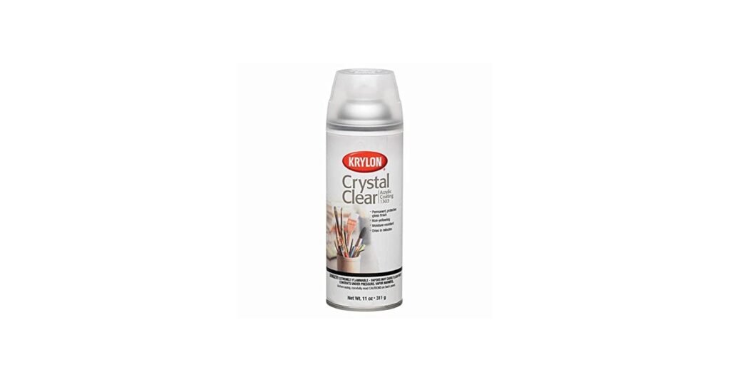 Krylon Crystal Clear acrylic spray applied over painted plastic surface
