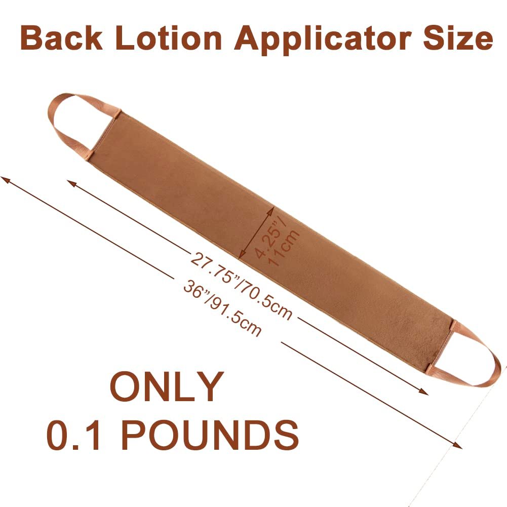 Black long-handle back lotion applicator with smooth non-absorbent pad