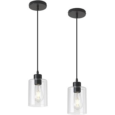 Set of modern pendant lights hanging above basement bar counter