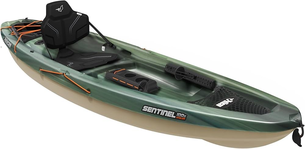Pelican Sentinel 100X sit-on-top kayak with open bow area for a small dog