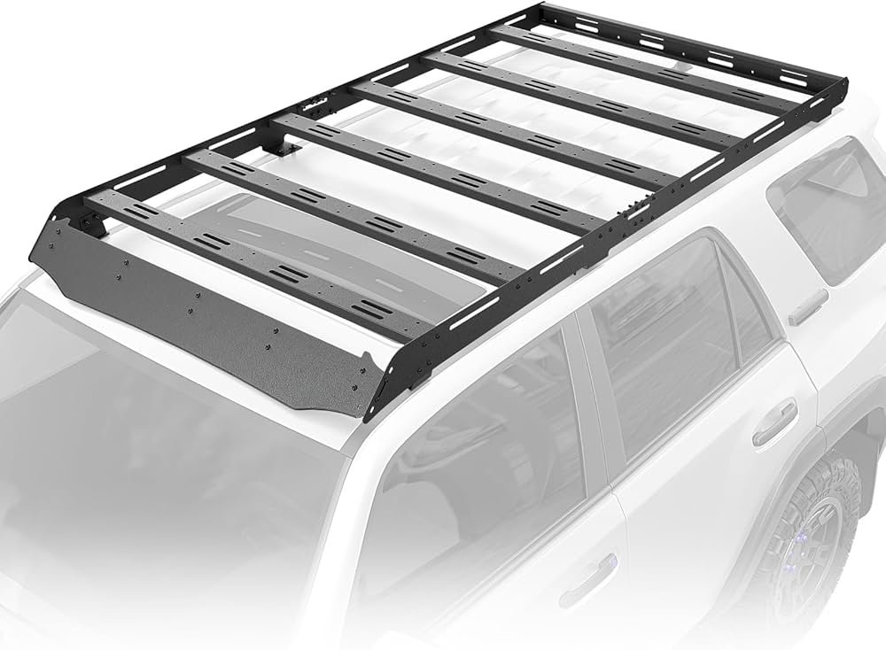 Low-profile Prinsu roof rack mounted on a Toyota 4Runner with crossbars and side rails