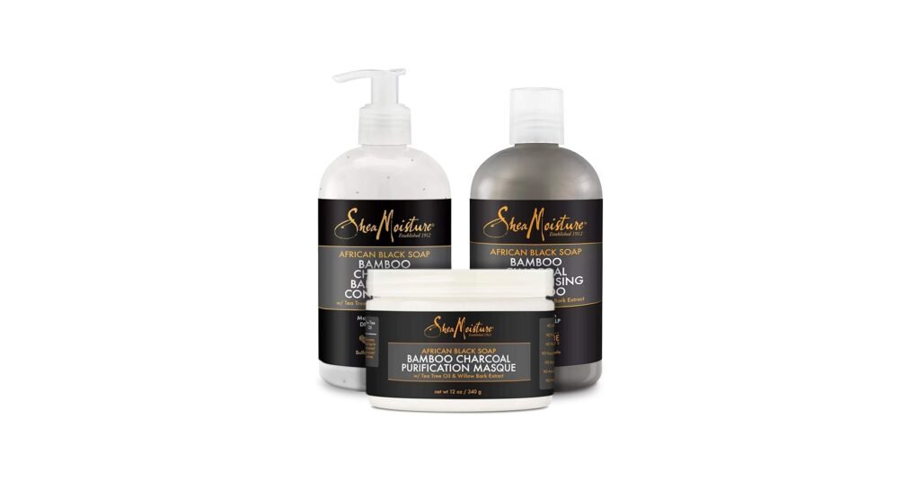 SheaMoisture African Black Soap charcoal shampoo for scalp build-up and dry hair