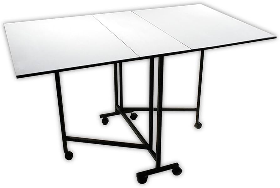 Sullivans home hobby sewing table with adjustable shelving in small craft room