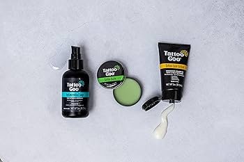 Tattoo Goo aftercare kit with soap, balm, and lotion for new tattoos