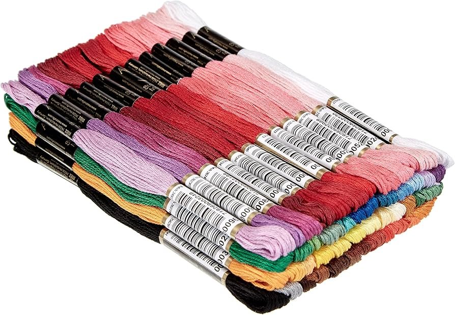 Anchor stranded cotton embroidery floss skeins in bright and neutral shades