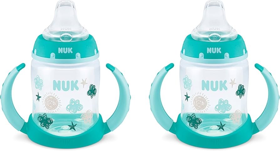 NUK plastic learner cups 5 ounce size, two cups with simple training spout design