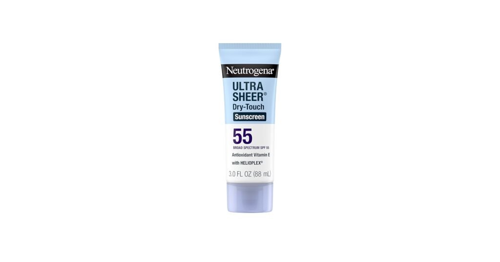 Neutrogena Ultra Sheer sunscreen lotion with matte finish on skin