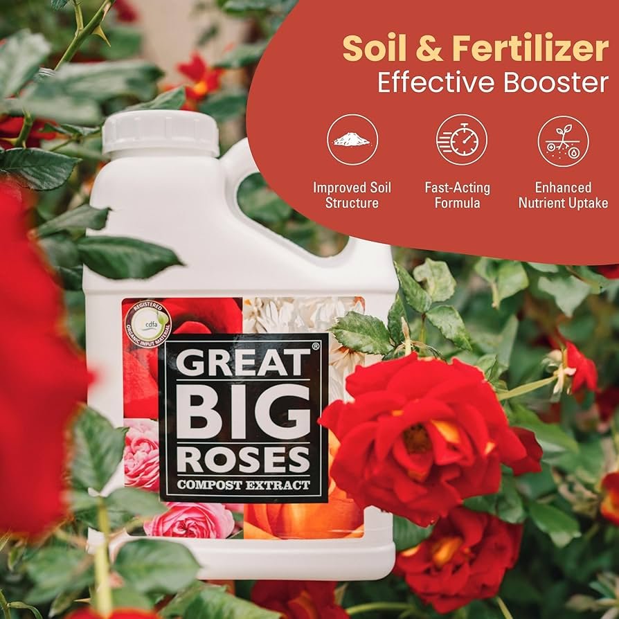 Organic rose and flower planting mix in a bag, crumbly texture, used in raised beds for roses