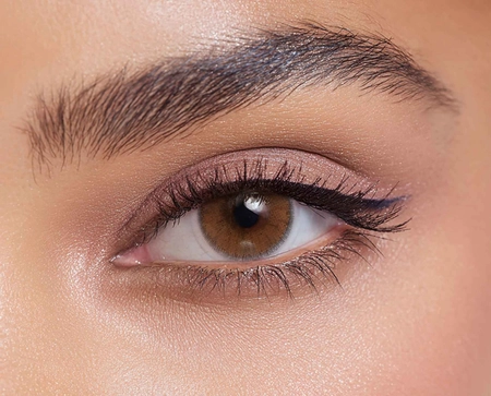 Solotica Natural Colors Agata light brown contact lens on dark brown eyes