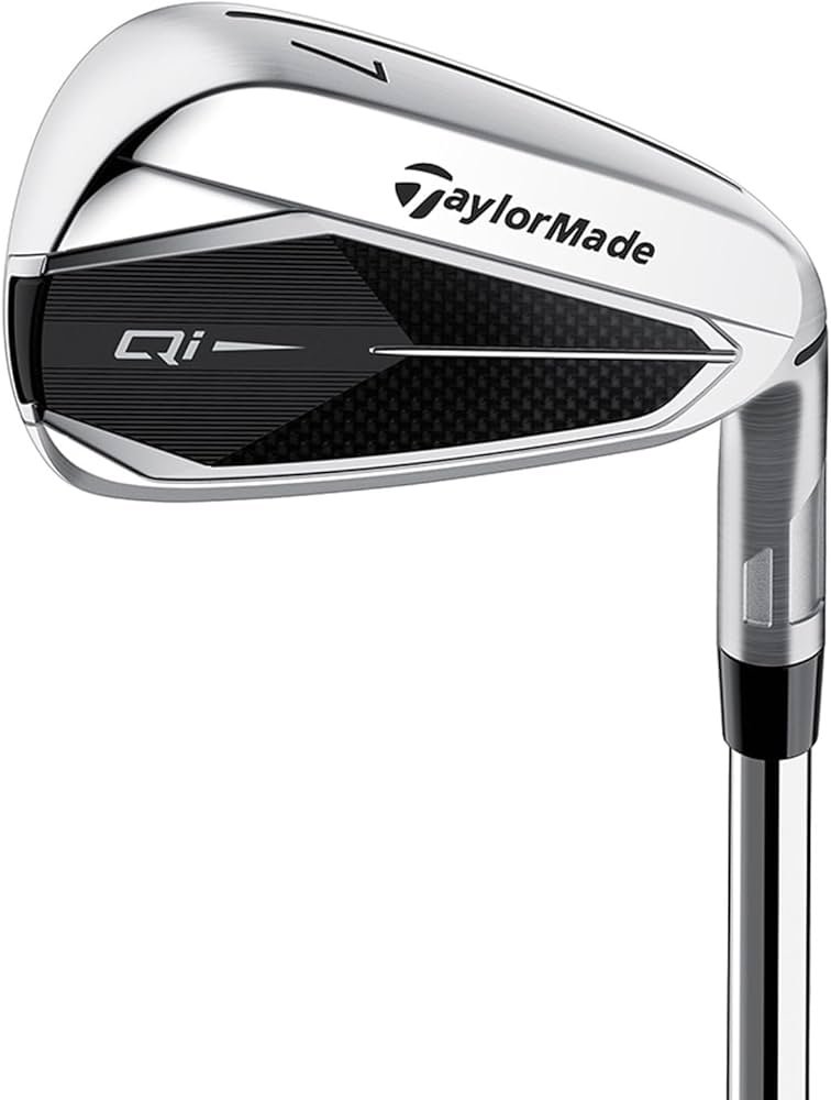 TaylorMade Qi Max irons set at address with thick topline and confidence-friendly shape
