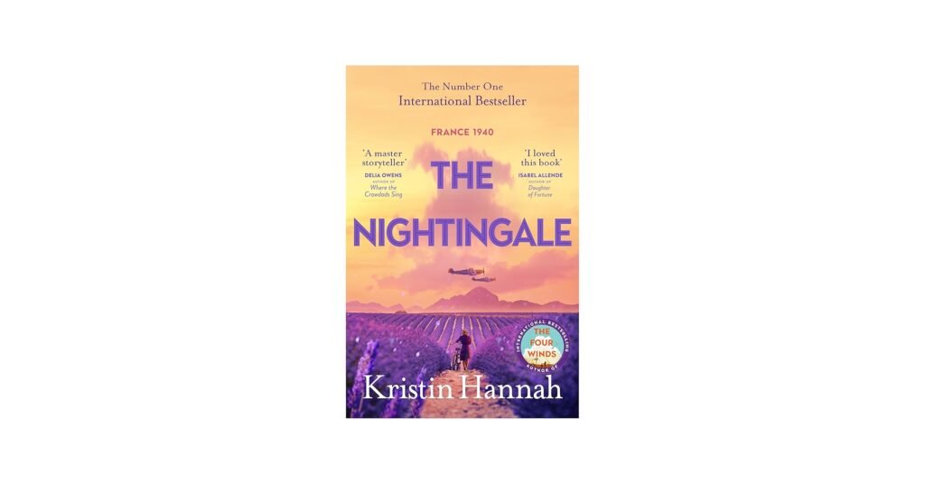 The Nightingale by Kristin Hannah paperback edition cover showing two women against a wartime backdrop