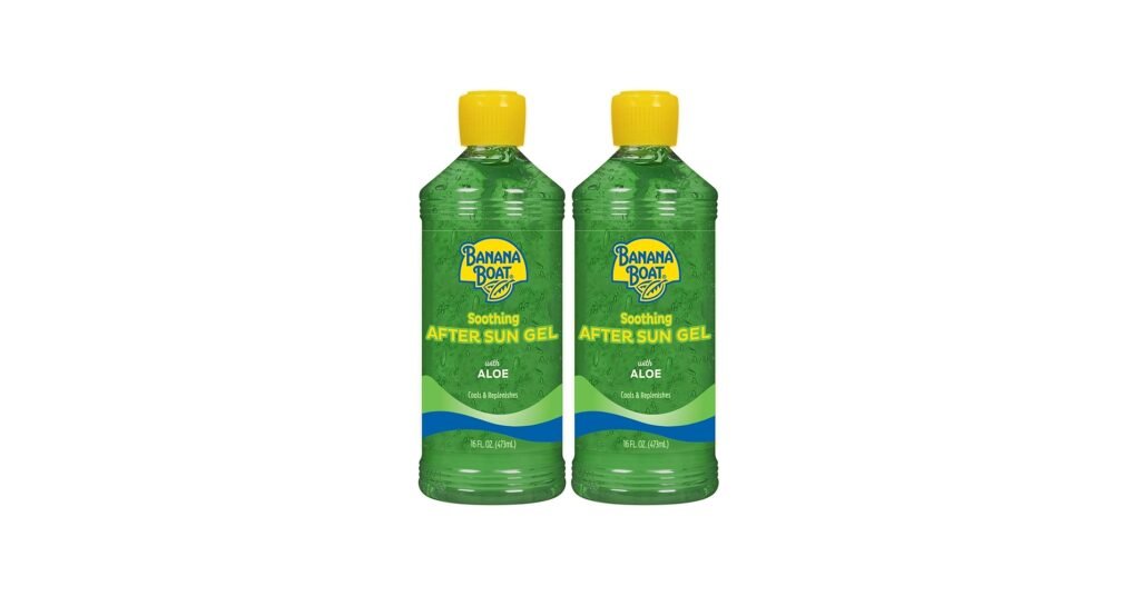 Banana Boat aloe gel bottle with green cap and clear soothing gel texture