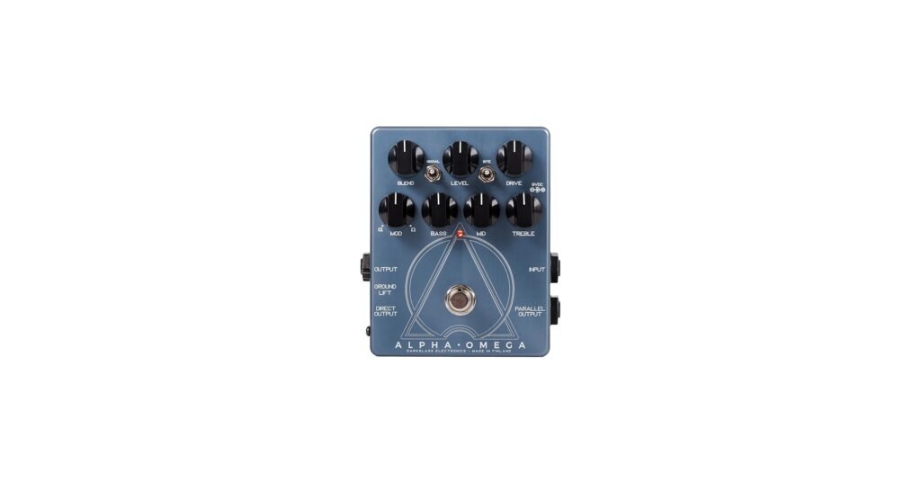 Darkglass Alpha Omega bass preamp pedal with dual distortion knobs and EQ controls