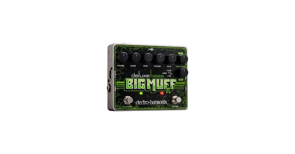 Electro-Harmonix Bass Big Muff Pi pedal with sustain, tone, and blend knobs