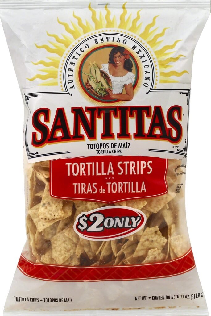 Santitas tortilla chips, classic triangle chips for party nachos