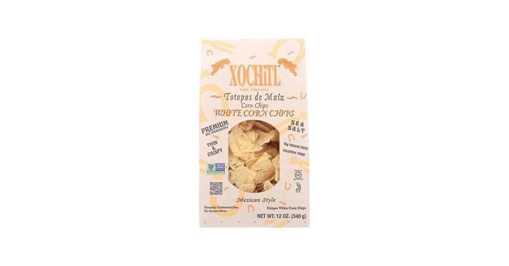 Xochitl white corn tortilla chips in a bowl, thick restaurant-style chips for nachos