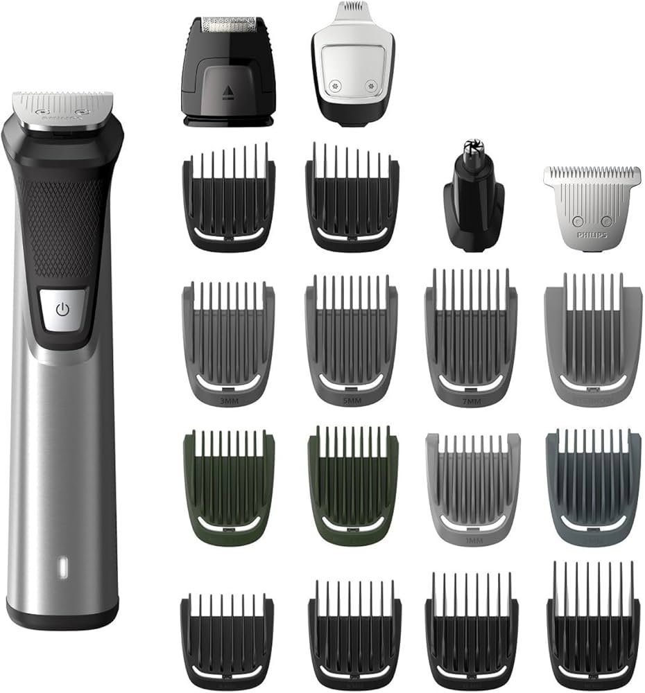 Philips Norelco all-in-one multigroom kit with multiple attachments for hair and beard trimming at home