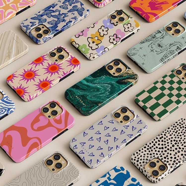 Two coordinated stylish phone cases with matching theme in different colors