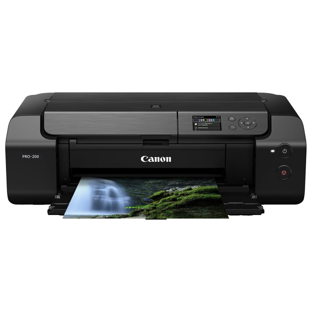 Canon PRO-200 professional photo printer printing a vibrant art photograph