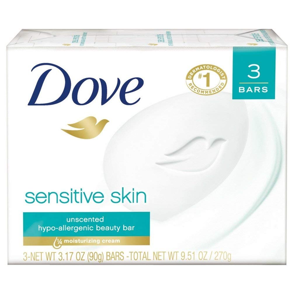 Dove Sensitive Skin Beauty Bar soap for gentle cleansing
