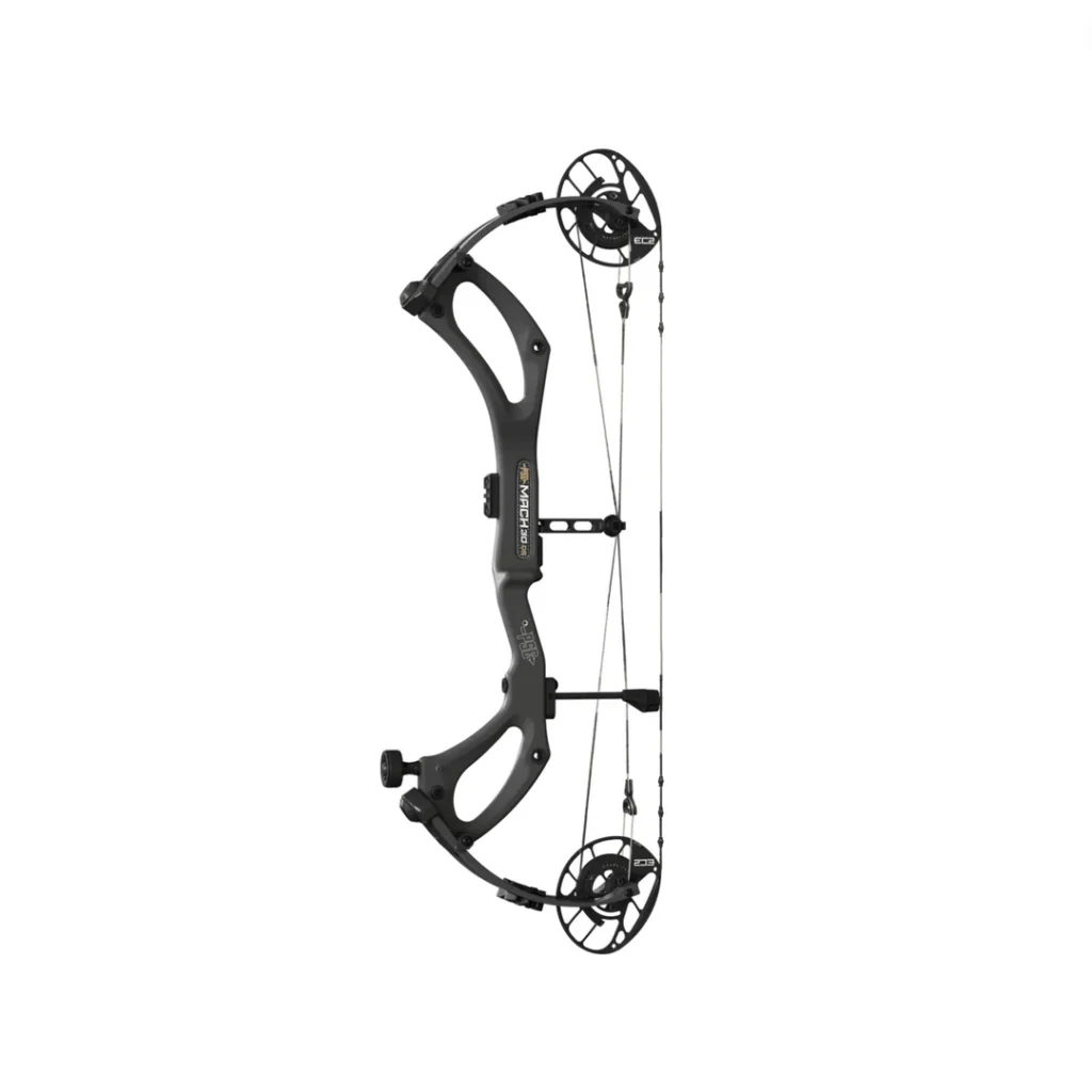 PSE Mach 30 DS carbon compound bow set up for target shooting
