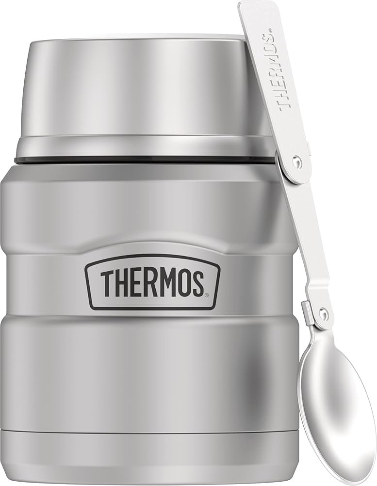 THERMOS Stainless King 16 ounce stainless steel food jar with folding spoon