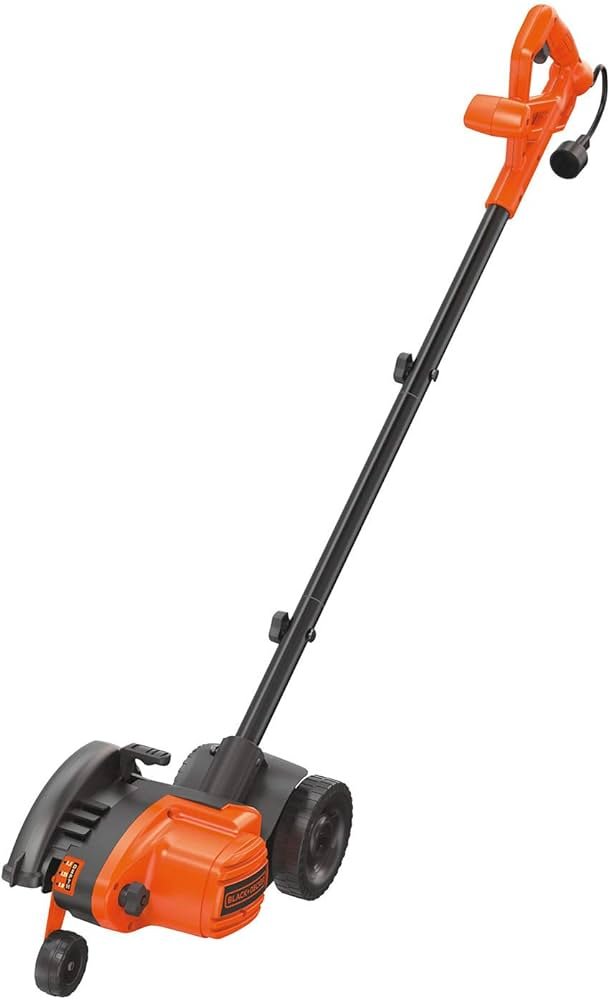 BLACK+DECKER LE760FF corded electric lawn edger trimming a neat border on a small front yard.