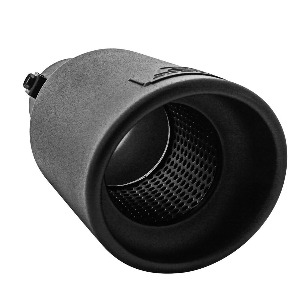 DC Sports EX-1012B matte black exhaust tip with a slant cut, chosen for a compact look and a slightly deeper sound.